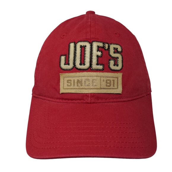 Joe's Since '91 Slideback Hat Red OSFA Adjustable Embroidered Patch 6 Panel - Picture 1 of 9